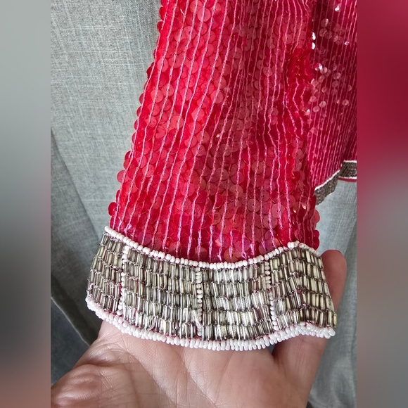 Anjumun California Vtg 70s Sequin Jacket Pink W/ Leopard Print Size M - Picture 3 of 5